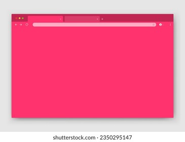 An empty browser window in purple on a gray background. Website layout with search bar, toolbar and buttons. Vector illustration.