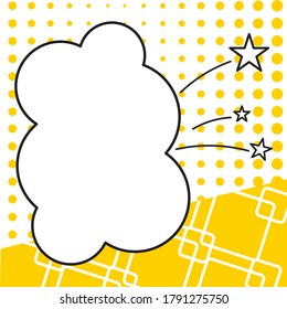 Empty Bubble speech on yellow comic background. Suitable for comment or thinking note in Pop Art style. Vector Illustration
