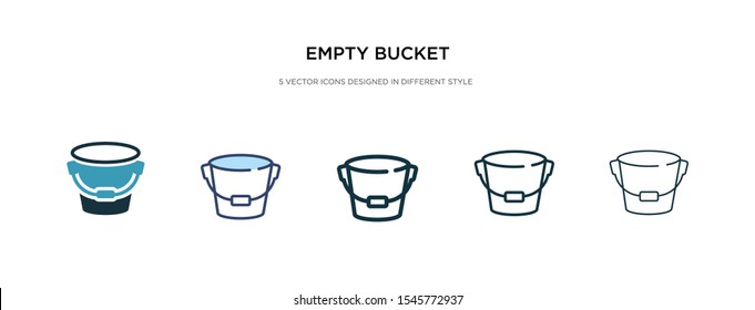 empty bucket icon in different style vector illustration. two colored and black empty bucket vector icons designed in filled, outline, line and stroke style can be used for web, mobile, ui