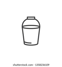 Empty bucket line icon. linear style sign for mobile concept and web design. Gardening Bucket outline vector icon. Agriculture symbol, logo illustration. Pixel perfect vector graphics