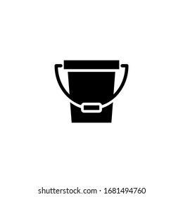 Empty bucket vector icon in black solid flat design icon isolated on white background
