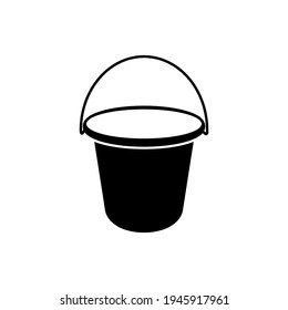 Empty bucket vector icon in black solid flat design icon isolated on white background