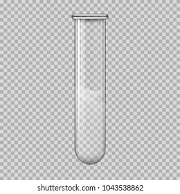 empty bulb, lab tube, glass transparent tube, analytical container, transparent background, three-dimensional vector image, eps10