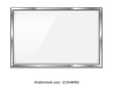 Empty bulletin board with metal frame, eps10 illustration make opacity masks on glass and shadow