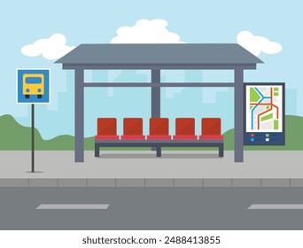 Empty bus stop for public transportation