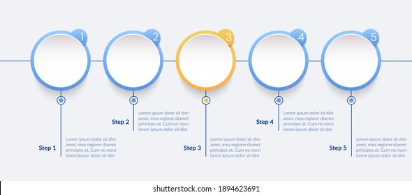 Empty business vector infographic template. Blank presentation design elements with text space. Data visualization with 5 steps. Process timeline chart. Workflow layout with copyspace