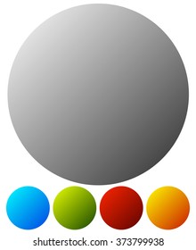 Empty button, badge backgrounds in 5 colors on white