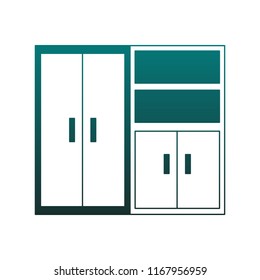 Empty cabinet isolated blue lines
