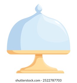 Auf dem Tisch wartet ein leerer Kuchenständer mit Glasdeckel auf ein köstliches Dessert