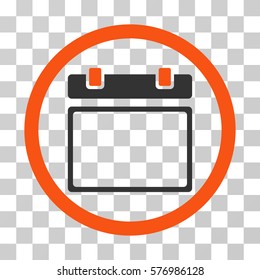 Empty Calendar Day rounded icon. Vector bicolor illustration style is a flat iconic symbol inside a circle, orange and gray colors, transparent background. Designed for web and software interfaces.