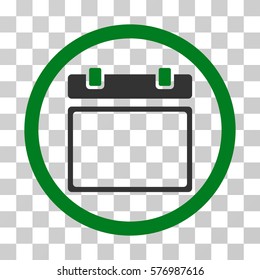 Empty Calendar Day rounded icon. Vector bicolor illustration style is a flat iconic symbol inside a circle, green and gray colors, transparent background. Designed for web and software interfaces.
