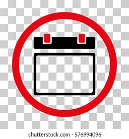 Empty Calendar Day rounded icon. Vector bicolor illustration style is a flat iconic symbol inside a circle, intensive red and black colors, transparent background.