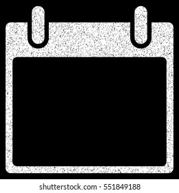 Empty Calendar Leaf grainy textured icon for overlay watermark stamps. Flat symbol with unclean texture. Dotted vector white ink rubber seal stamp with grunge design on a black background.