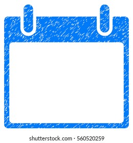 Empty Calendar Leaf grainy textured icon for overlay watermark stamps. Flat symbol with scratched texture. Dotted vector blue ink rubber seal stamp with grunge design on a white background.