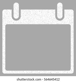 Empty Calendar Leaf grainy textured icon for overlay watermark stamps. Flat symbol with dirty texture. Dotted vector white ink rubber seal stamp with grunge design on a silver background.
