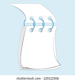 an empty calendar with white paper on blue background