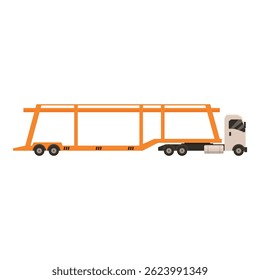 Caminhão de transporte de carro vazio movendo-se na estrada para a entrega