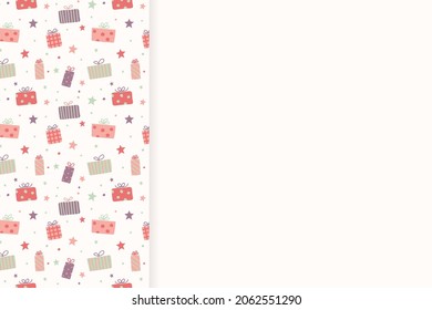 Empty card with Christmas present boxes concept. Vector