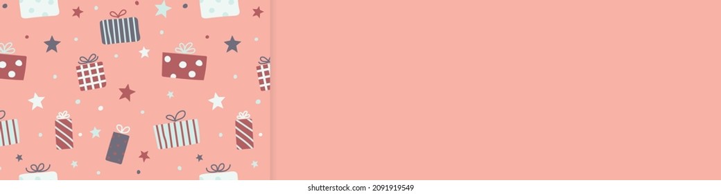 Tarjeta vacía con el concepto de cajas de regalo de Navidad. Vector