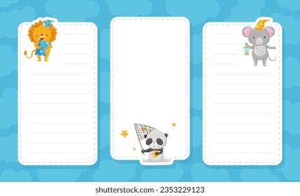 Empty Card with Cute Animals Having Bedtime Vector Template