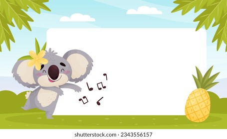 Empty Card with Cute Koala Baby Australian Animal Vector Template