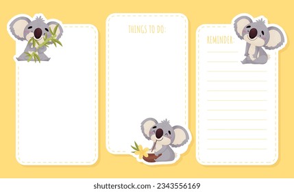 Empty Card with Cute Koala Baby Australian Animal Vector Template