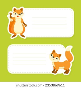 Empty Card with Cute Red Fox Animal with Bushy Tail Vector Template