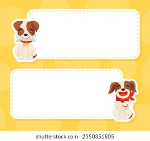 Empty Card with Jack Russell Terrier Puppy Character Vector Template