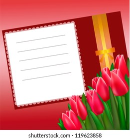 empty card with pink bunch of tulips