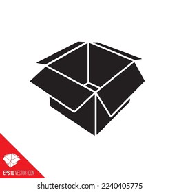 Icono de glifo de caja de cartón vacío. Símbolo vectorial de vacío.