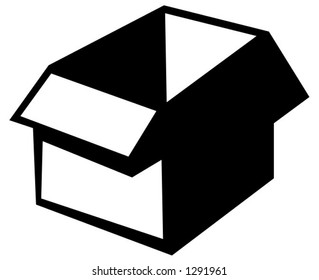 empty cardboard box illustration in black and white