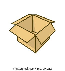 Empty cardboard box illustration. Parcel isolated color vector symbol.
