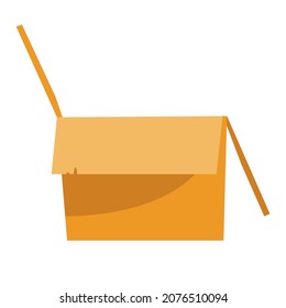 Empty cardboard box. Item for packing goods in flat style