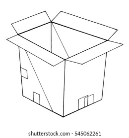 empty cardboard box opened isolated on transparent white background