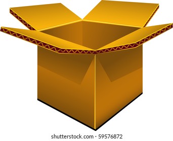 Empty cardboard box over white.