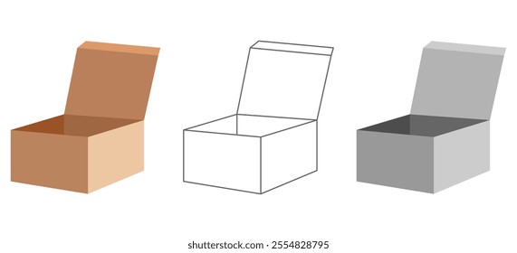 Empty Cardboard Box Vector Art Collection Multi-Style Boxes for Product Banners and Packaging Designs