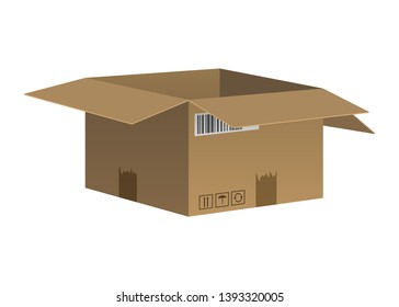 Empty cardboard box vector design illustration isolated on white background