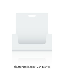 Empty Cardboard display box with hole mockup with front viewpoint. Realistic drawing. Vector illustration