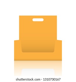 Empty Cardboard display box mockup with front viewpoint. Realistic drawing.