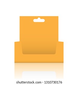 Empty Cardboard display box mockup with front viewpoint. Realistic drawing.
