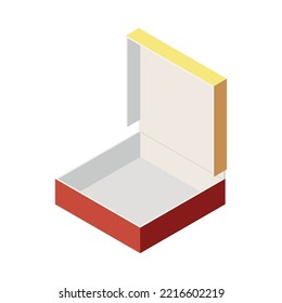 Empty cardboard gift box isometric 3d vector illustration