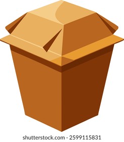 Empty   cardboard takeout container isolated  vector art illustration 