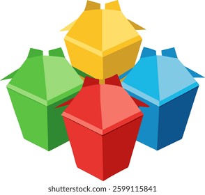 Empty   cardboard takeout container isolated  vector art illustration 