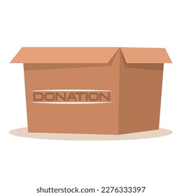 Empty cardbox for charity donations with title donation