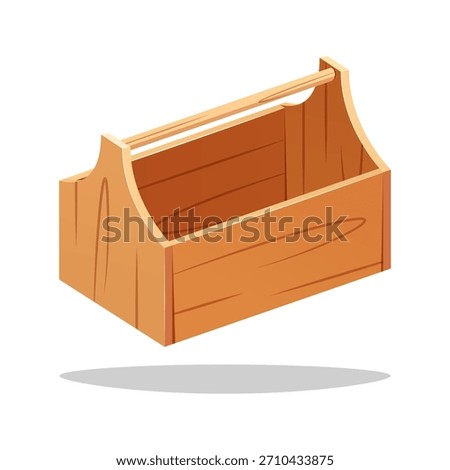 Empty carpenters wooden toolbox vector isolated on white background.
