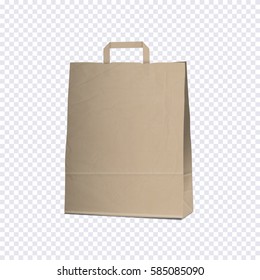 Empty Carrier brown bag on transparent background. Realistic Vector illustration