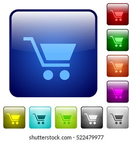 Empty cart color glass rounded square button set