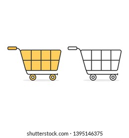 Empty cart icons. Empty cart vector with 2 styles line and filled. Perfect for your project - Vector