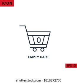 Empty cart vetor icon on white background. Illustration line icon for graphic, print media interfaces and web design.
