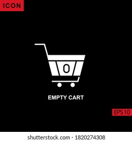 Empty cart vetor icon on black background. Illustration flat icon for graphic, print media interfaces and web design.
